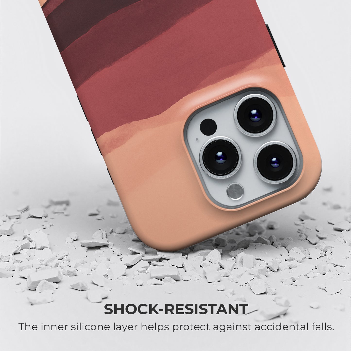 Abstract purple tough phone case with shock-resistant silicone inner layer that protects against accidental drops and impacts, by HaloCovers