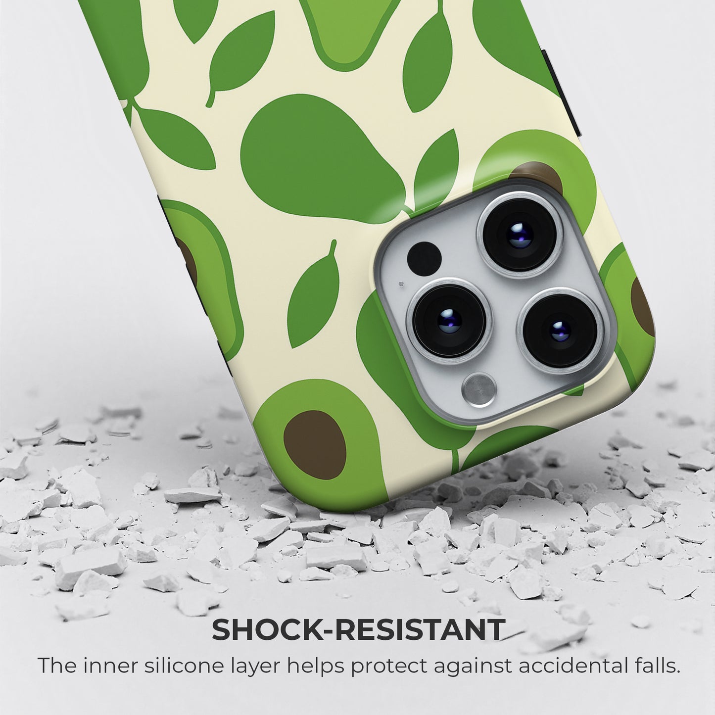 Avocado tough phone case with shock-resistant silicone layer for drop protection and durability, by HaloCovers