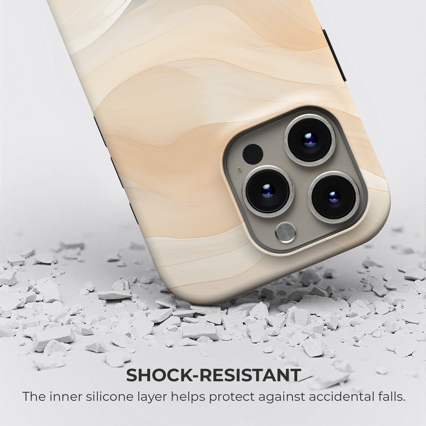 HaloCovers beige abstract swirl tough phone case with shock-resistant silicone liner for drop protection, durable cover for iPhone, Samsung Galaxy and Google Pixel