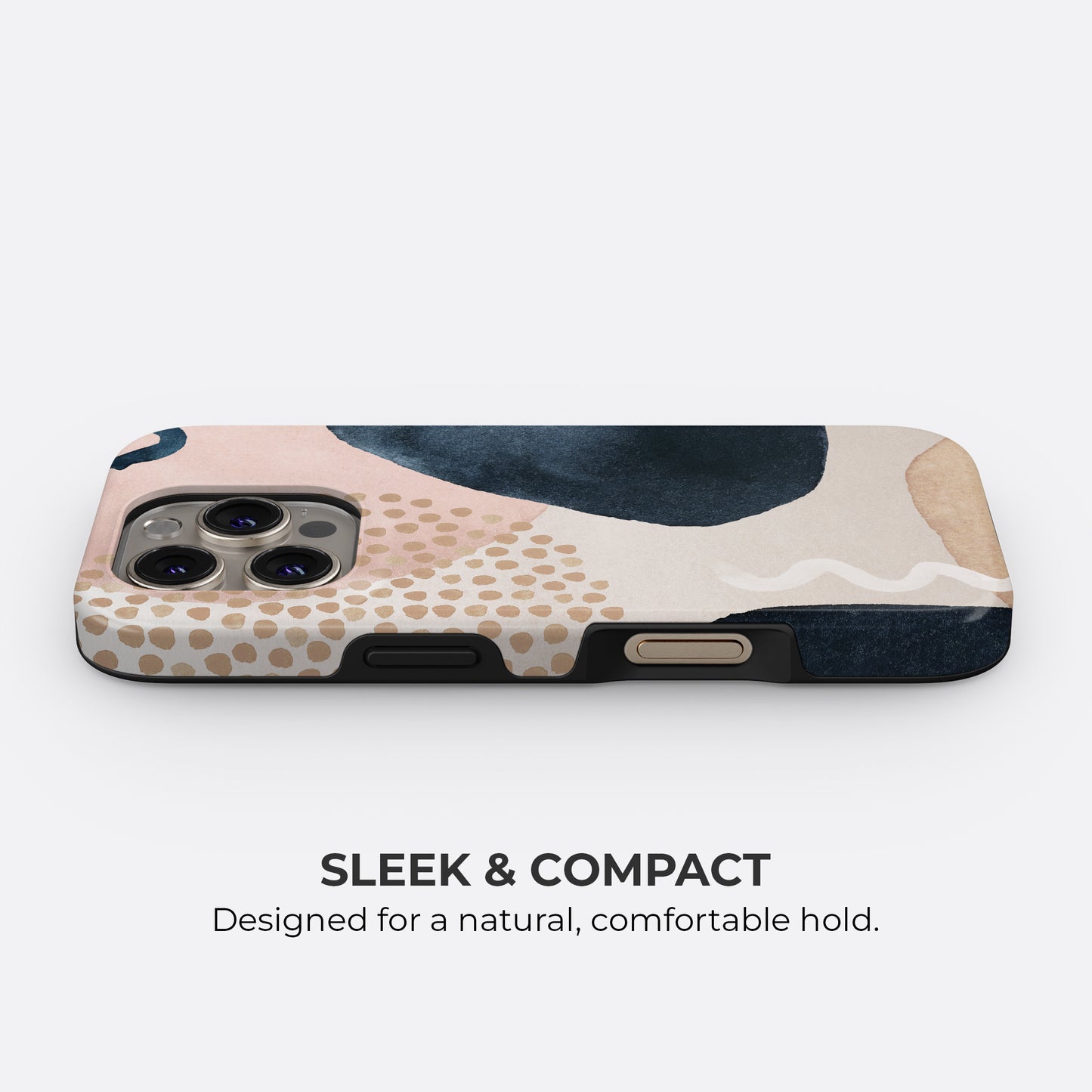 Boho abstract navy and beige tough phone case with sleek compact design for a natural and comfortable hold