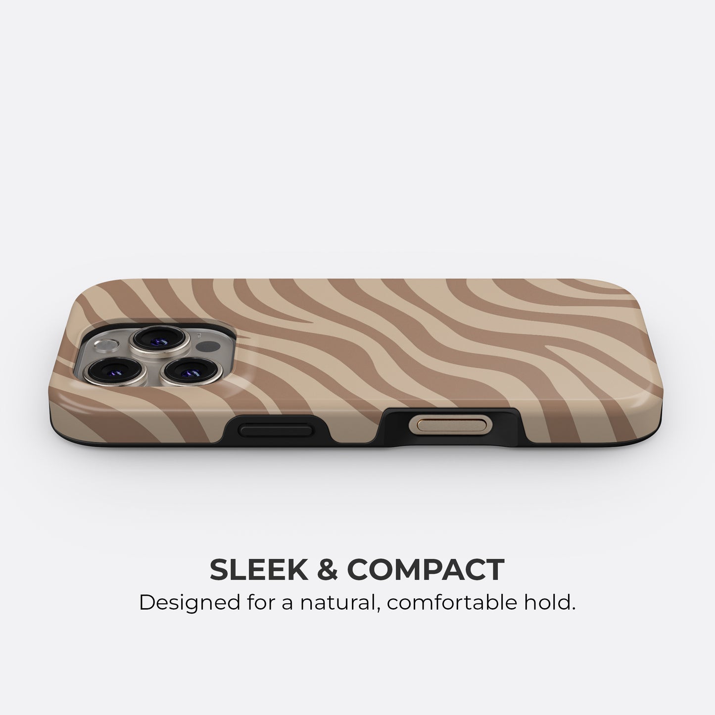 Slim and compact brown and beige wavy abstract iPhone tough case with sleek profile for a comfortable hold by HaloCovers