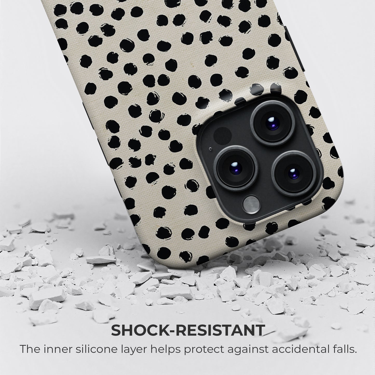 Dalmatian black dots iPhone MagSafe tough case with shock-resistant silicone liner for drop protection