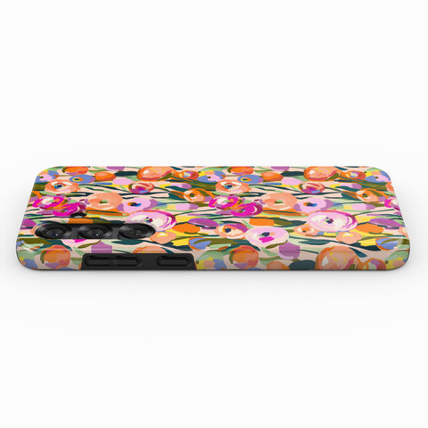 a colorful, abstract pattern of circles and shapes on a surface.