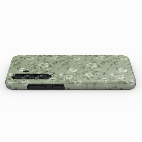 A phone case with a floral pattern on a white background.