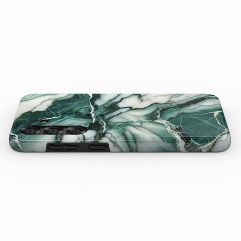 a marble-like pattern on a surface, with a green and white color scheme.