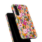 a colorful floral pattern on a phone case.