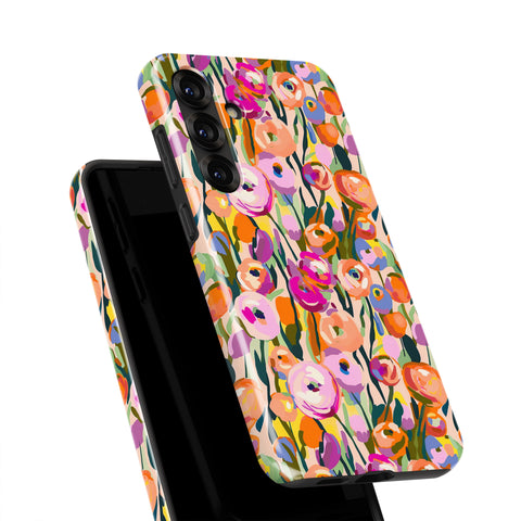 a colorful floral pattern on a phone case.