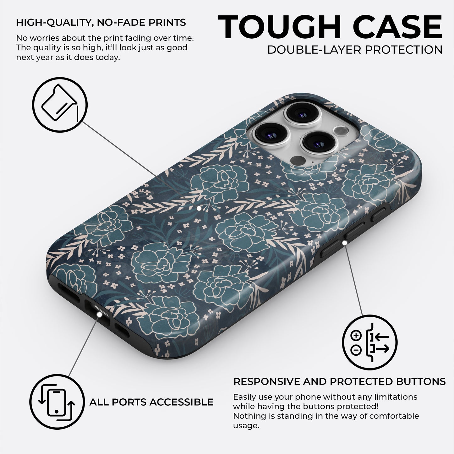 Fleur Bleu - Phone Case • Tough
