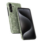 a smartphone case with a floral pattern on the back and a black screen on the front.