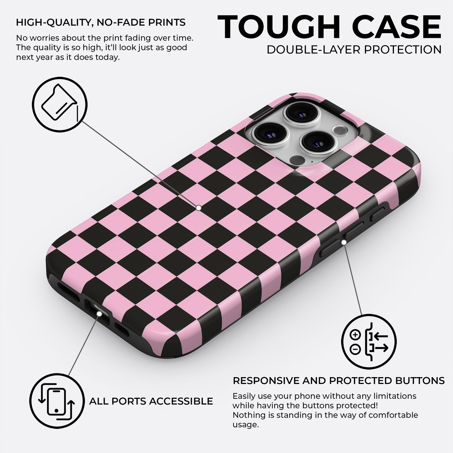 Check Me Pink - Phone Case • Tough