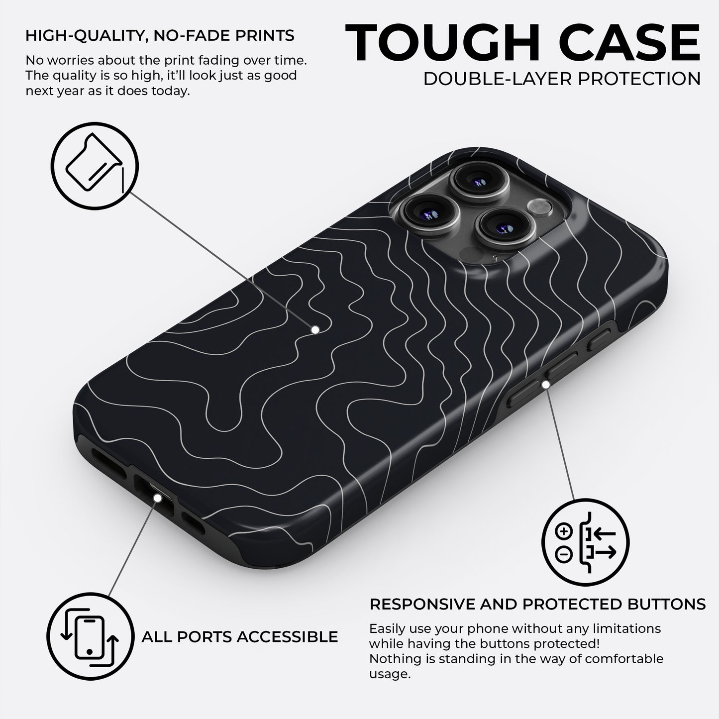 Midnight Contours - Phone Case • Tough