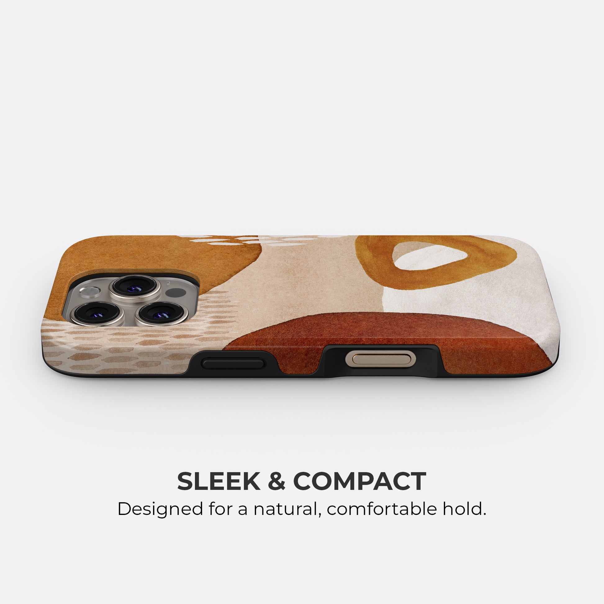 Abstract mustard and terracotta tough phone case with sleek and compact design for a natural comfortable hold