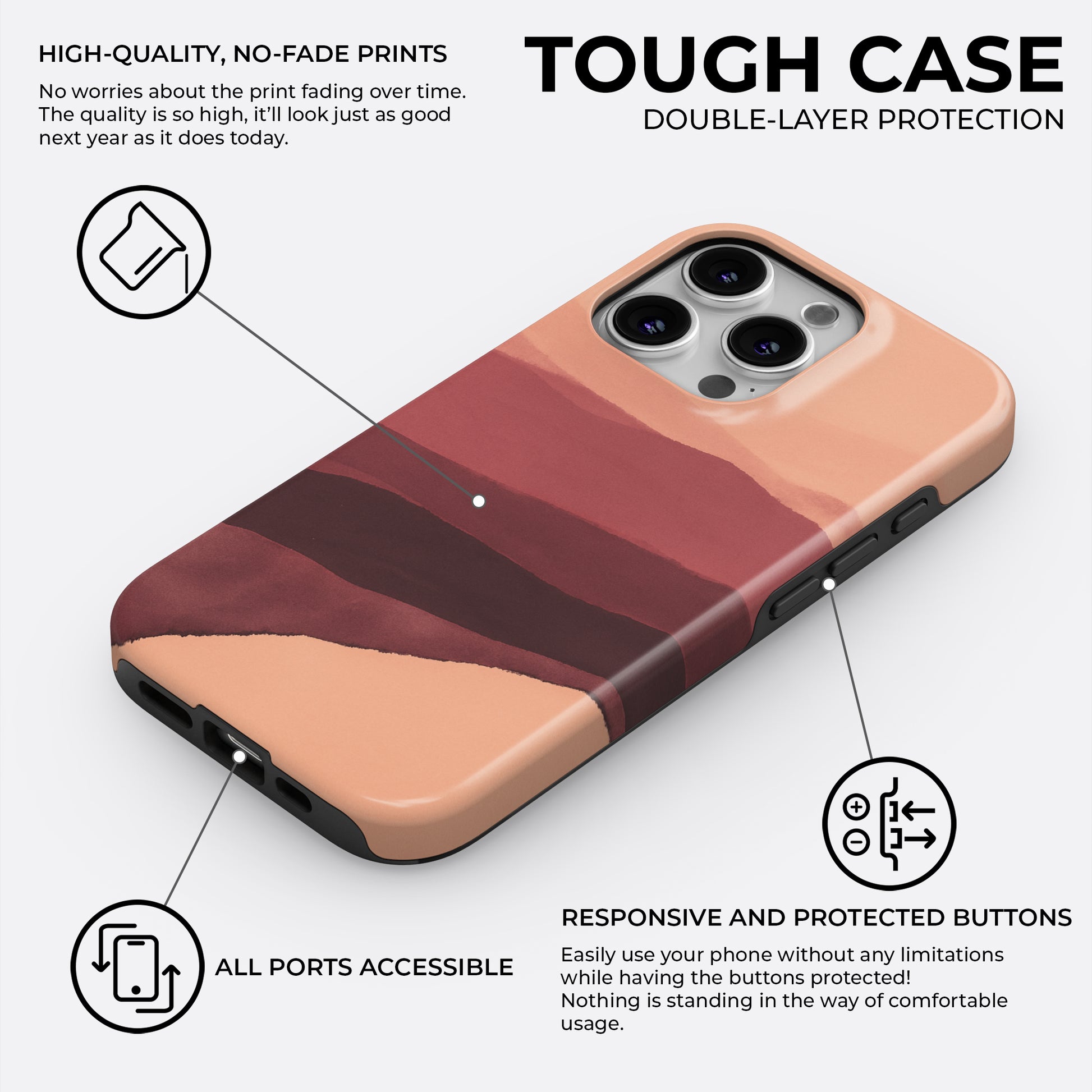 Abstract purple tough phone case featuring high-quality no-fade prints, responsive buttons, and full port access, by HaloCovers