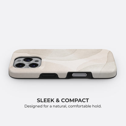 Beige minimalist abstract tough phone case with slim sleek and compact design for a natural comfortable hold