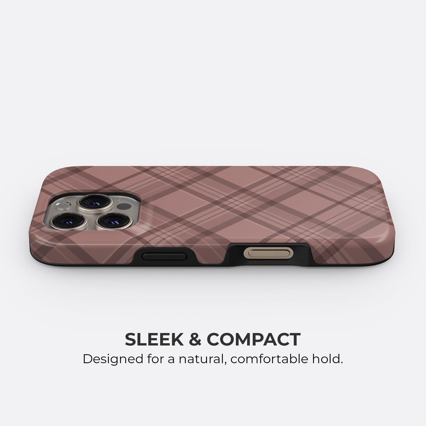 Brown plaid tough phone case with sleek and compact design for a natural comfortable hold by HaloCovers