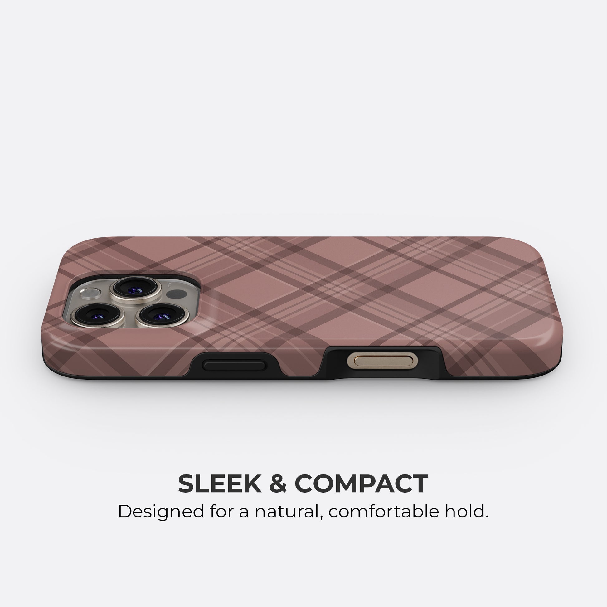 Brown plaid tough phone case with sleek and compact design for a natural comfortable hold by HaloCovers