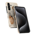 a smartphone case with a floral design on the back and a black screen on the front.