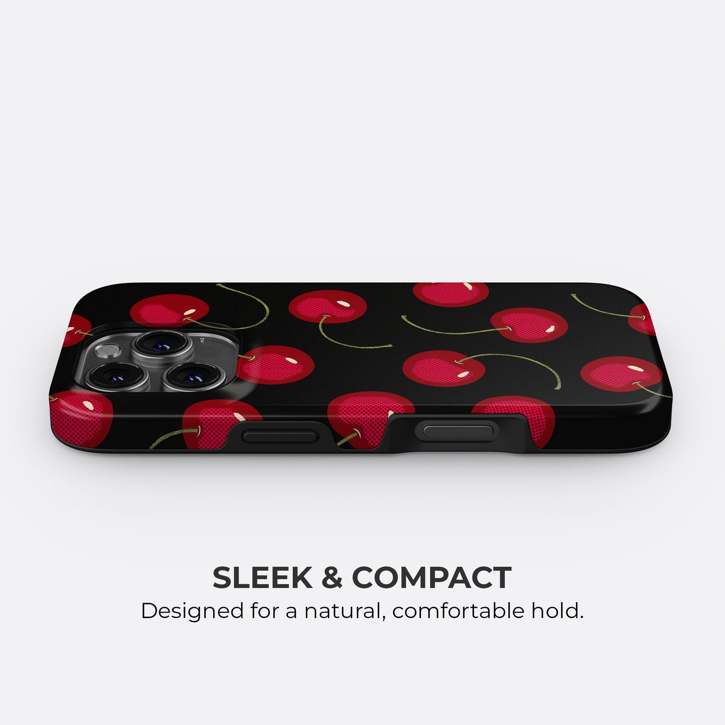 Cherry tough phone case with slim compact design for a natural and comfortable hold