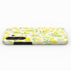 a phone case with a yellow and green lemon pattern.