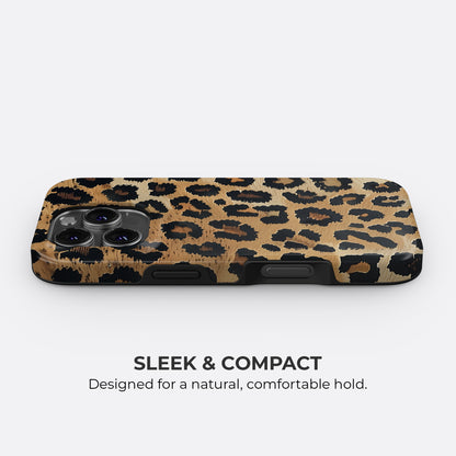 HaloCovers leopard print sleek and compact phone case with slim fit design, stylish animal print protective cover compatible with iPhone, Samsung Galaxy, and Google Pixel