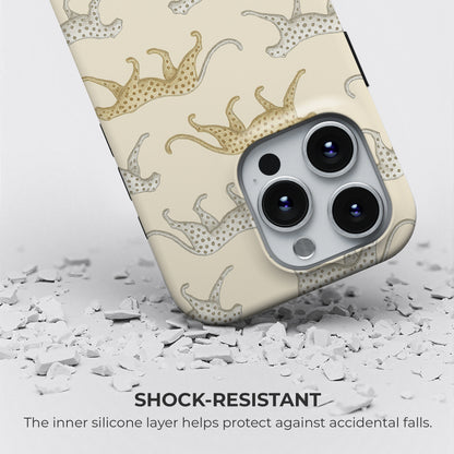 Leopard tough phone case with shock-resistant protection and inner silicone layer that guards against accidental drops, by HaloCovers