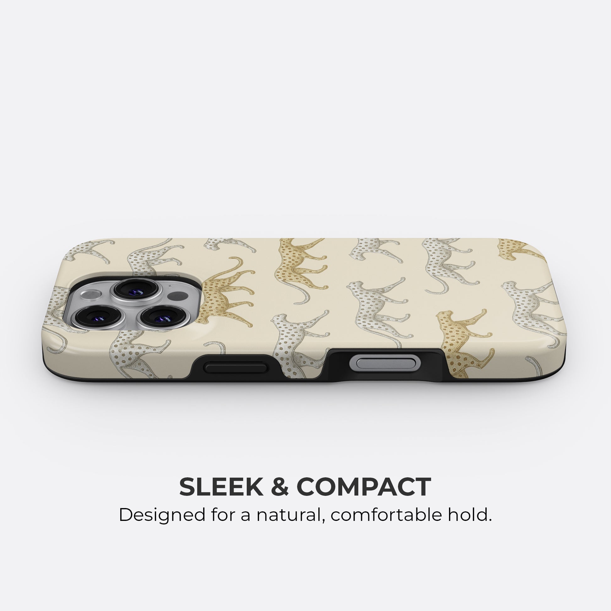 Leopard tough phone case with sleek and compact design for a natural, comfortable hold, by HaloCovers