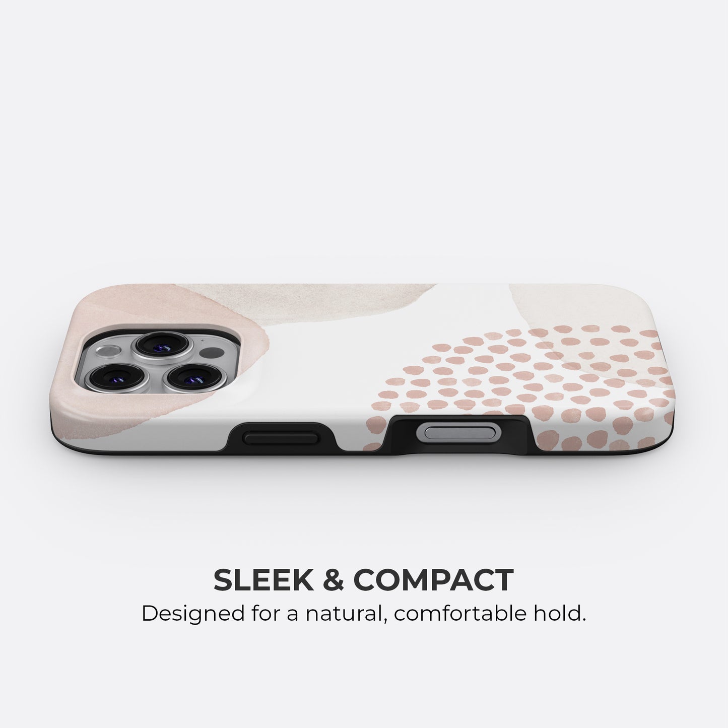 Minimalist beige abstract dots tough phone case with slim sleek and compact design for a comfortable natural hold