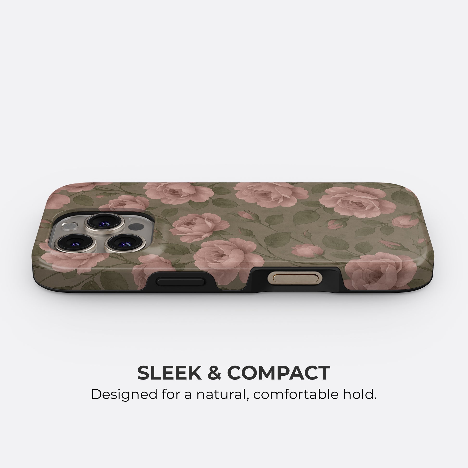 Vintage rose floral tough phone case with sleek and compact design for a natural comfortable hold by HaloCovers